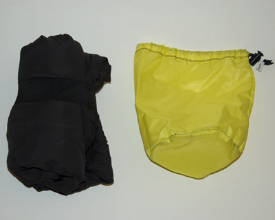 Jacket liner rolled but not packed